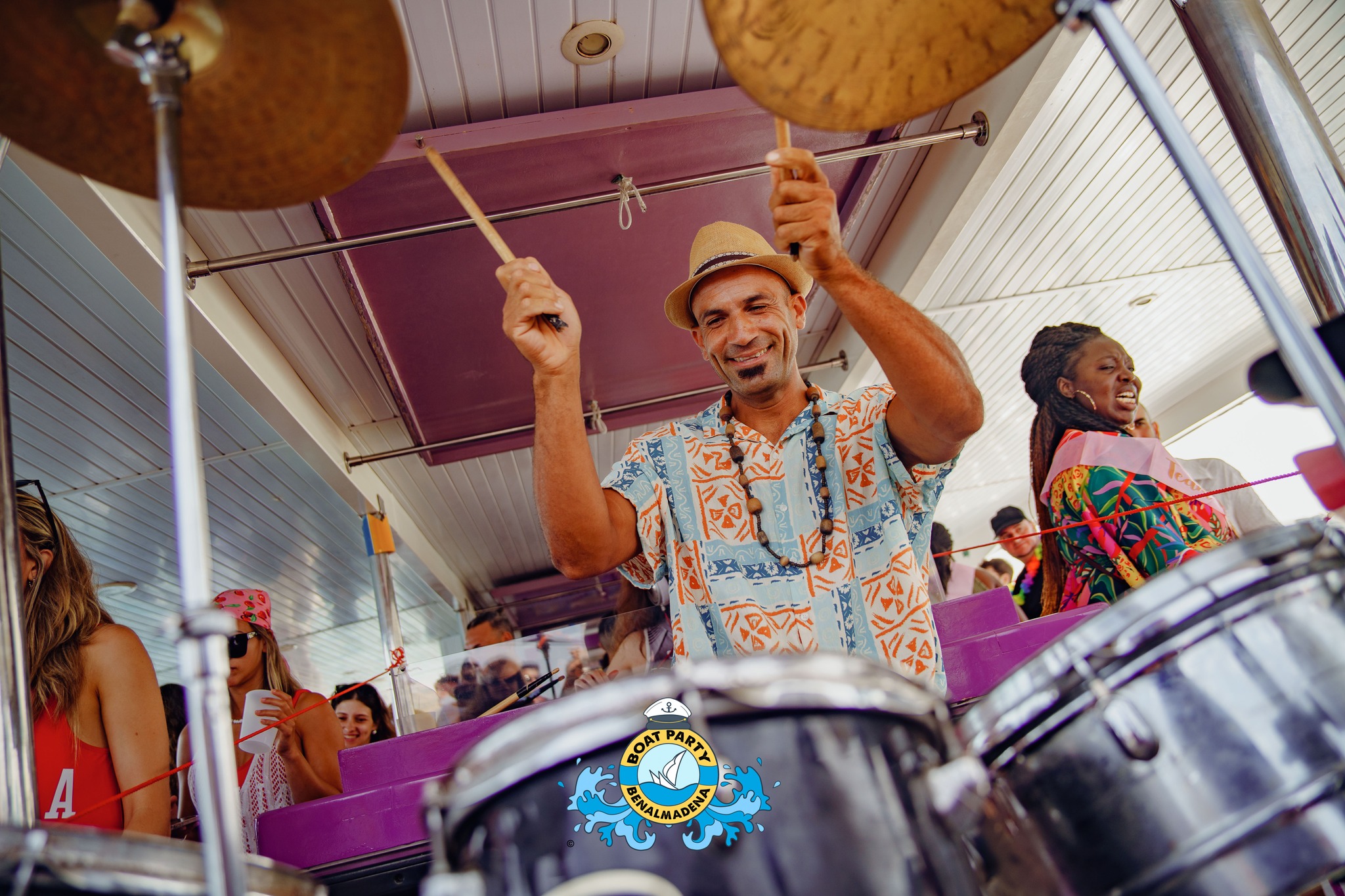 Drummer on boat